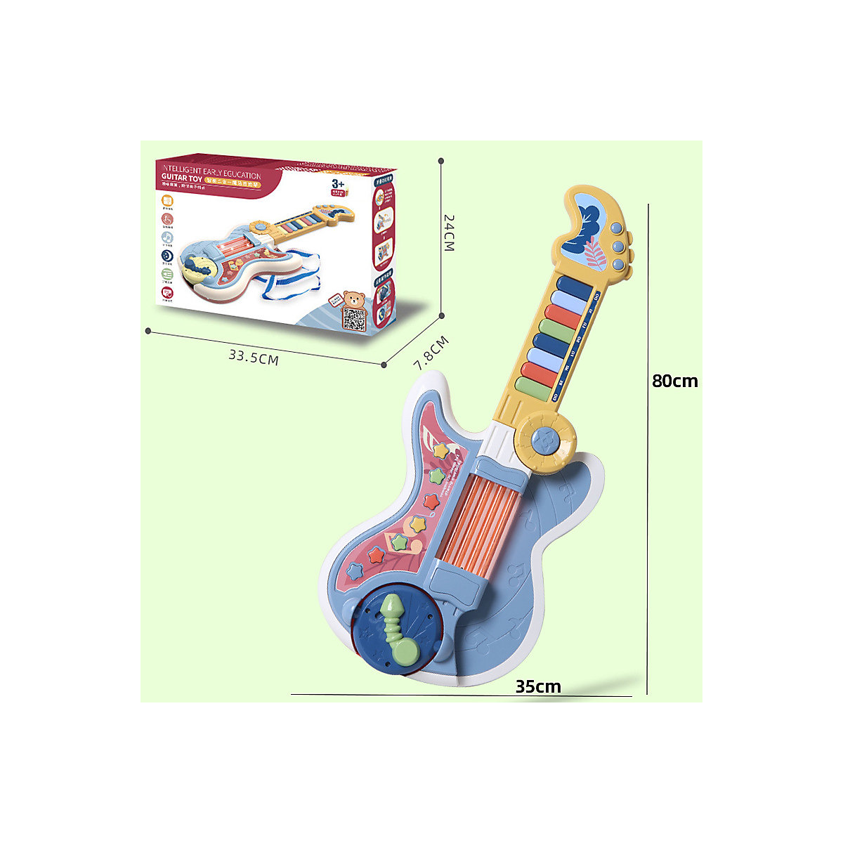 Gitarre Musik Kleine Gitarre Multifunktionales elektronisches Klavier-Lichtspielzeug für Säuglinge und Kleinkinder von 1-3 Jahren
