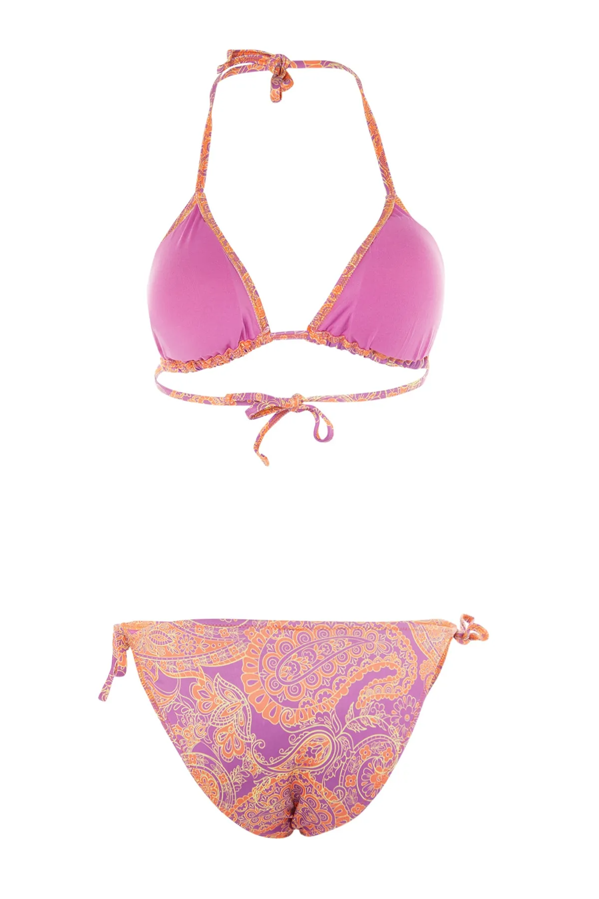 Trendyol Collection  Triangel-Bikini-Set zum Binden und Schalmuster TBESS23BT00005