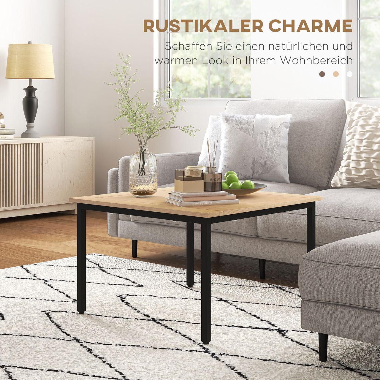 HOMCOM Couchtisch, Beistelltisch, Kaffeetisch, Sofatisch für Wohnzimmer, Natur
