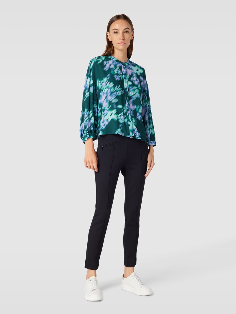 Bluse mit Allover-Print in dunkelblau