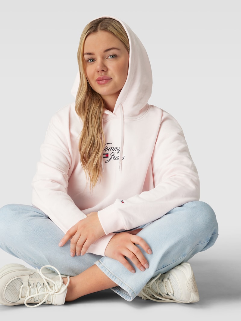 PLUS SIZE Hoodie mit Label-Stitching Modell 'ESSENTIAL' in hellrosa