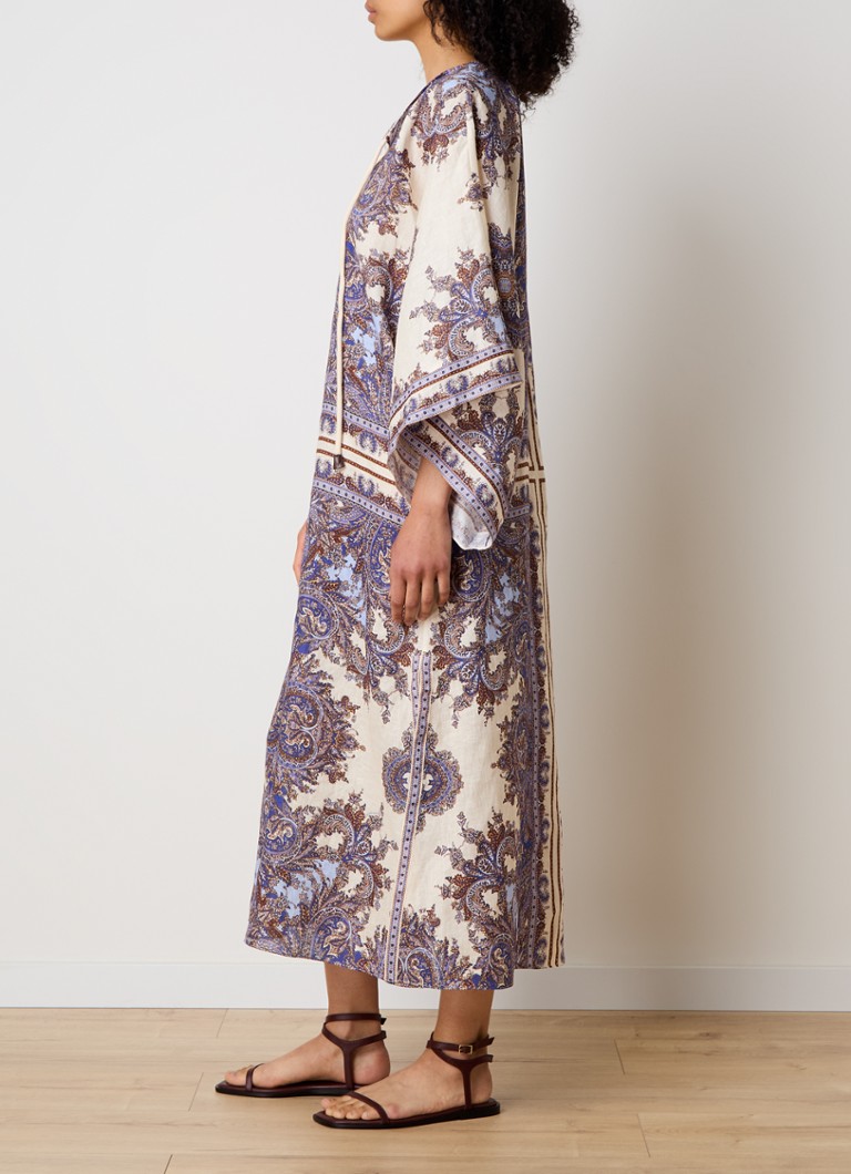 Rochie-tunică midi din in cu imprimeu paisley Zimmermann Ottie