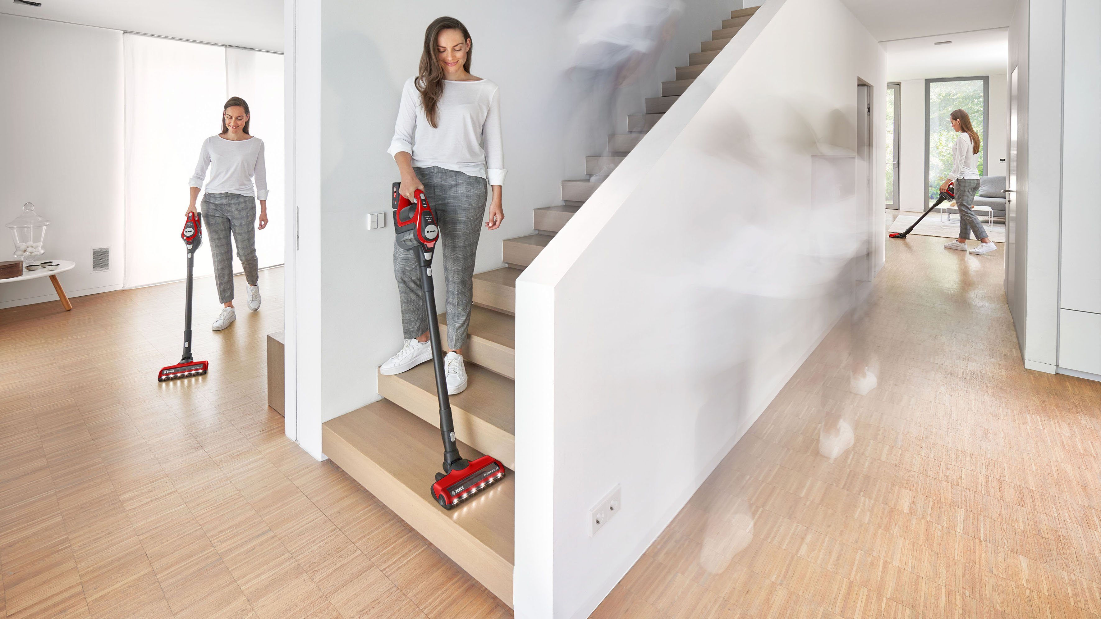 BOSCH Akku-Stielstaubsauger BCS8224PET Unlimited Serie 8 Gen2, beutellos, Ideal für Haustierbesitzer, rot/schwarz