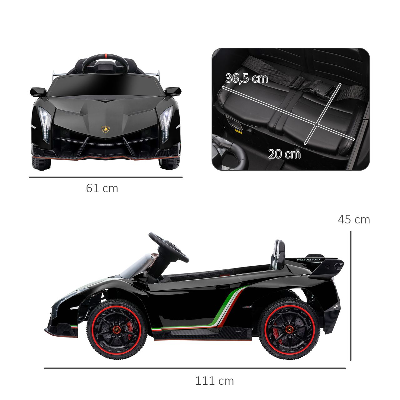HOMCOM Kinder Elektroauto Kinderauto mit Anzeige, Fernbedienung, Bluetooth