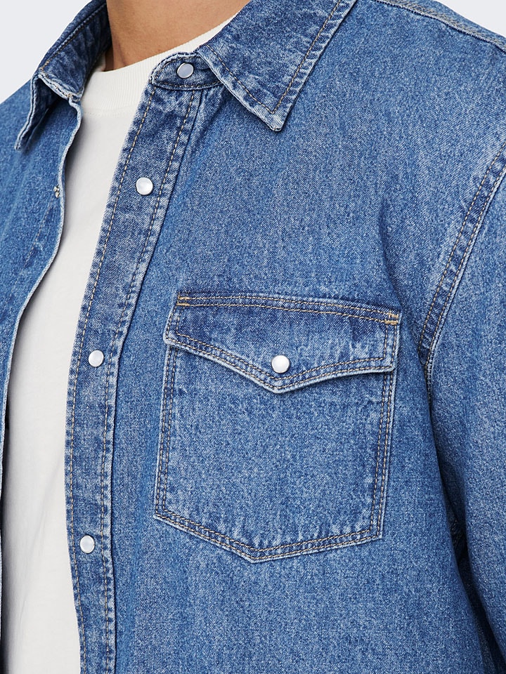 ONLY & SONS Jeanshemd - Regular fit - in Blau günstig kaufen