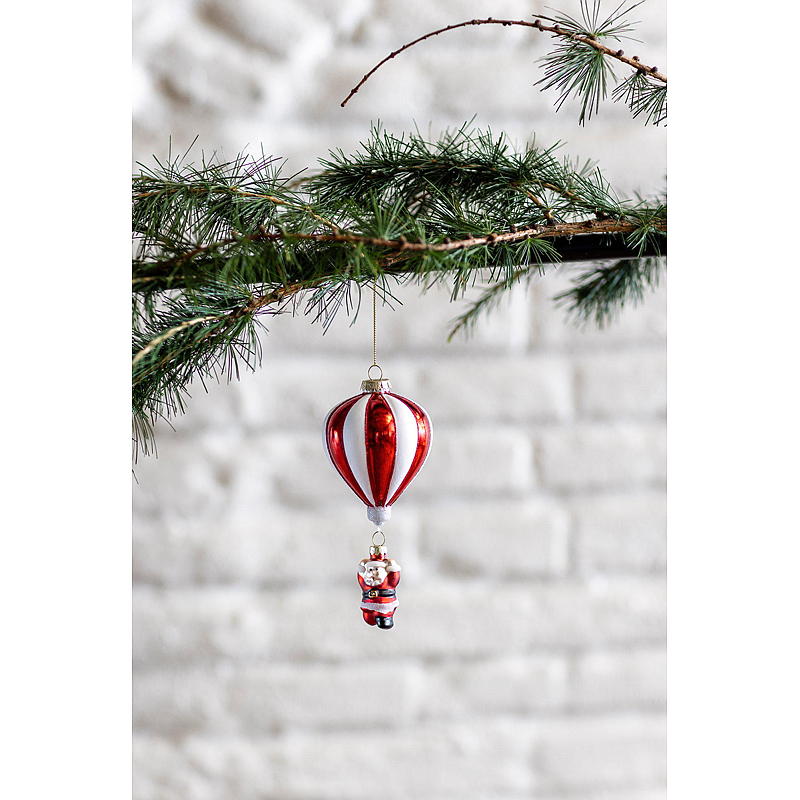 Home Julekule glass luftballong/nisse