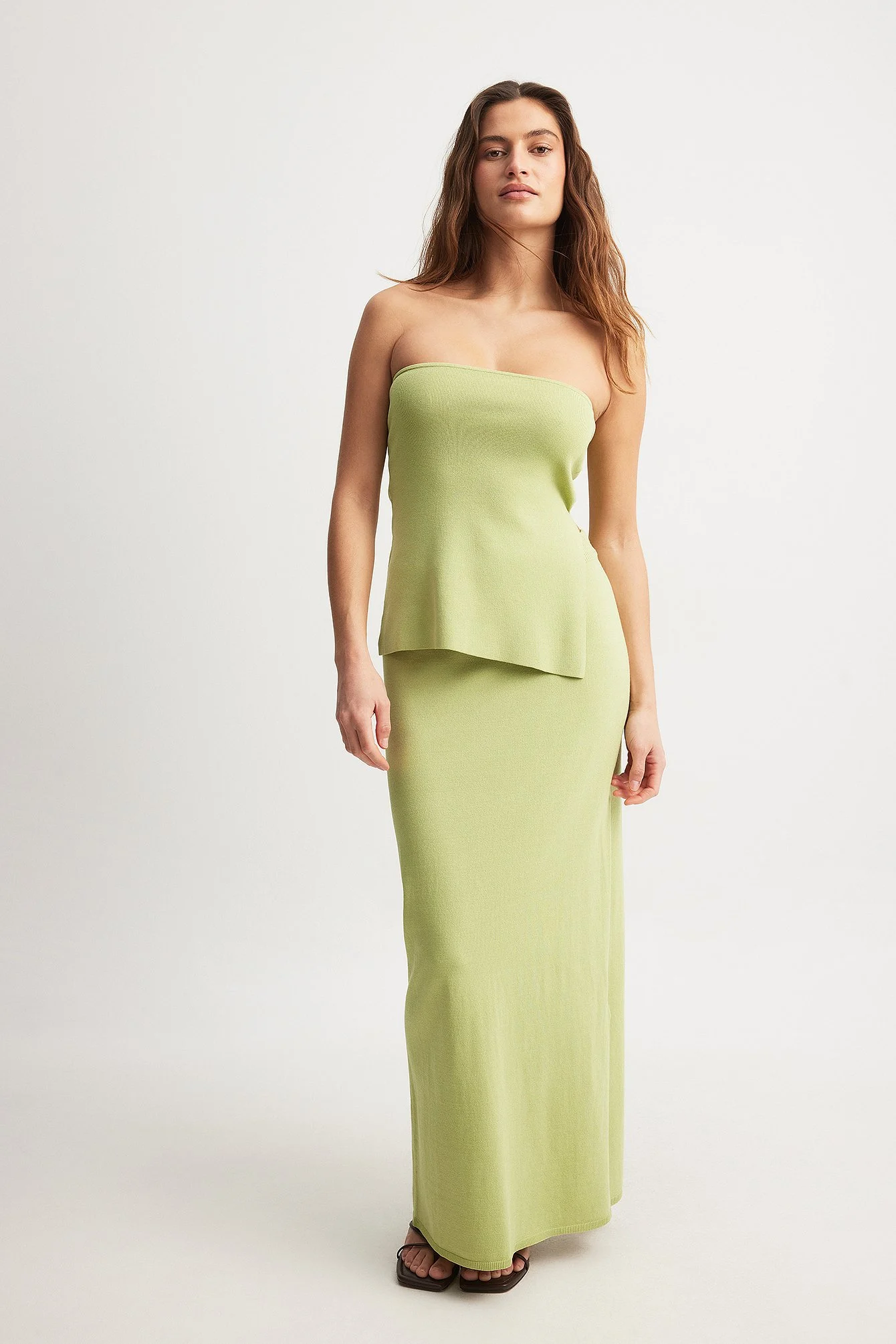 Knitted Slit Detail Tube Top
