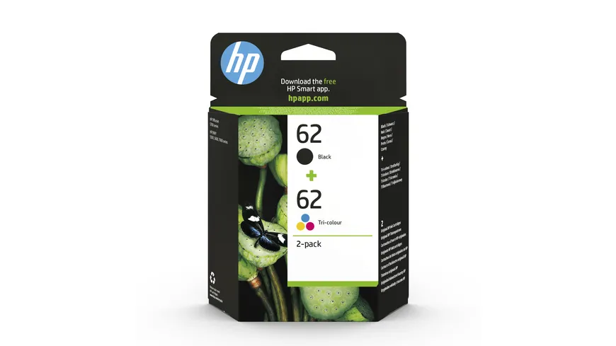 hp 62 2er-Pack Schwarz & Cyan/Magenta/Gelb Original Druckerpatronen N9J71AE