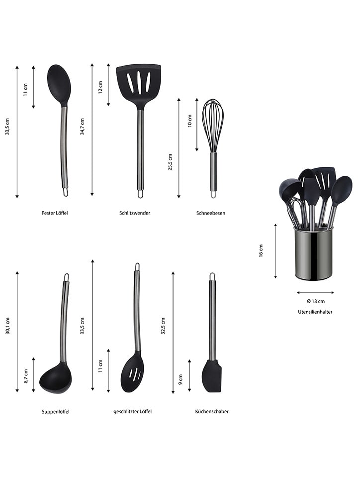 Echtwerk 7tlg. Küchenhelfer-Set in Schwarz günstig kaufen onesize