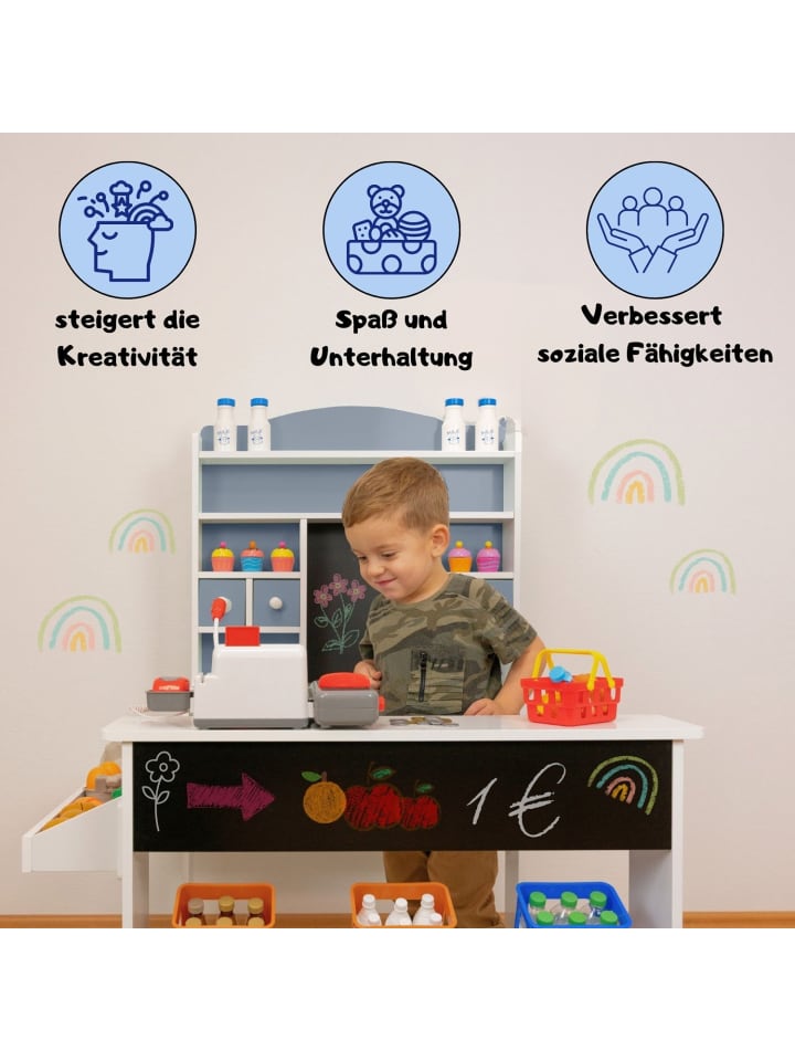Coemo Kaufladen Nicola Holz mit Theke in Grau günstig kaufen onesize