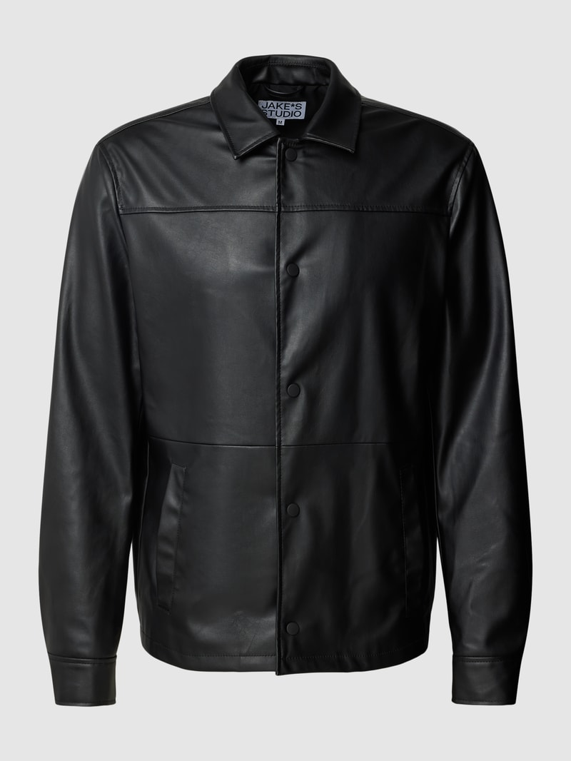 Hemdjacke in Leder-Optik in schwarz
