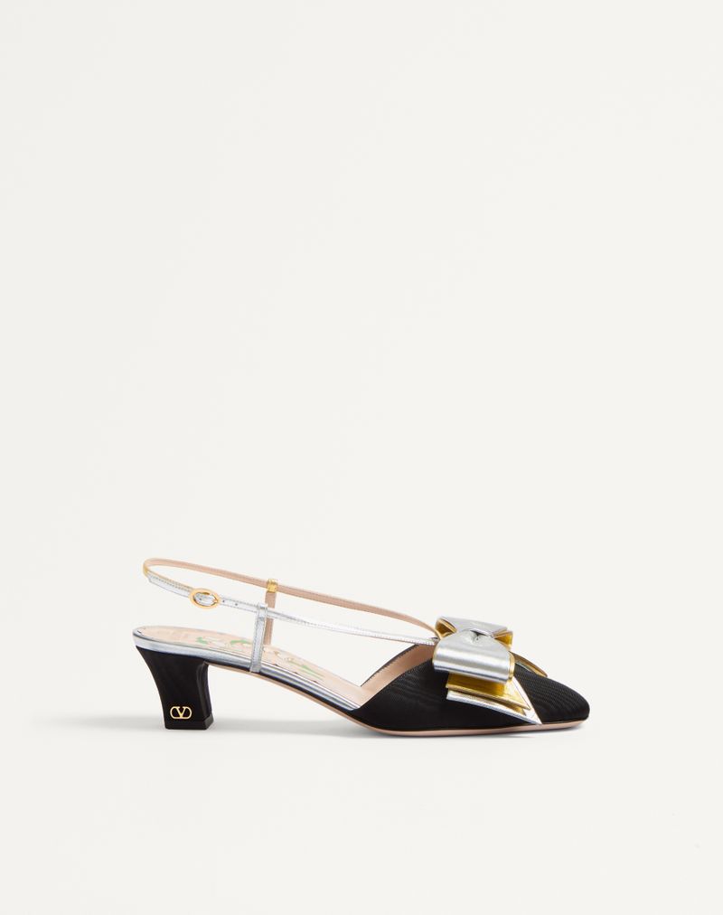 Bowow Slingback Decote Em Tecido Moiré 45mm