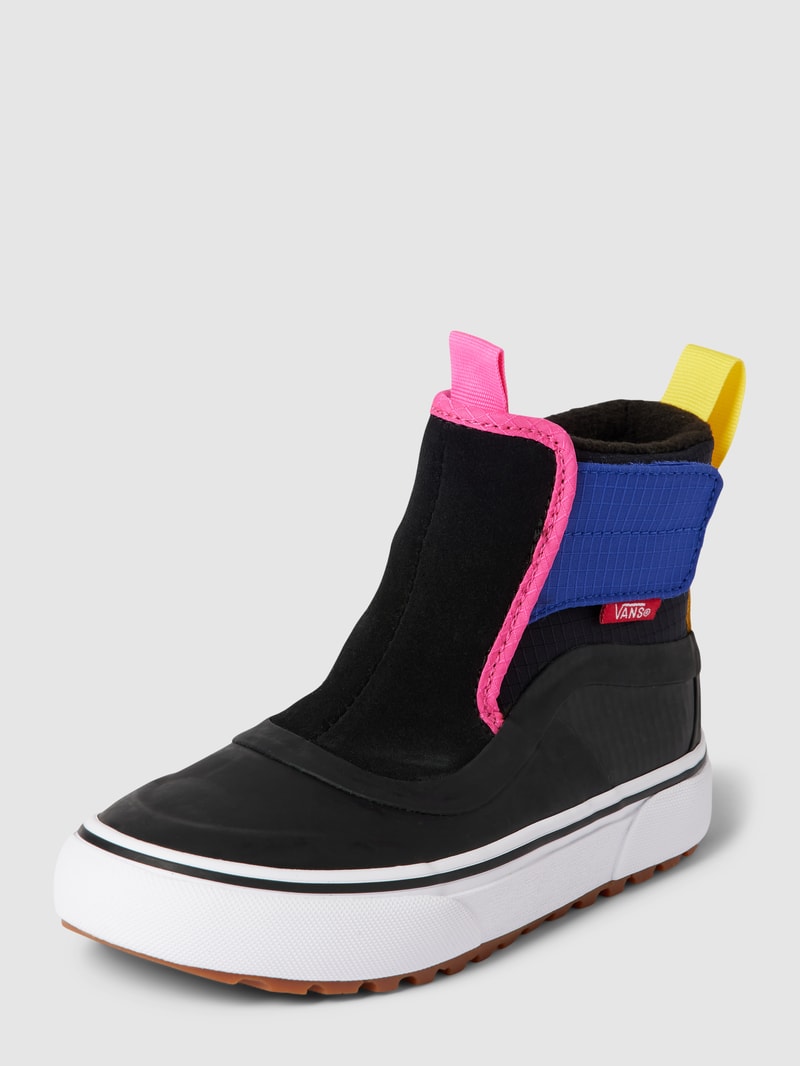 High Top Sneaker aus Leder-Mix mit Label-Detail in schwarz