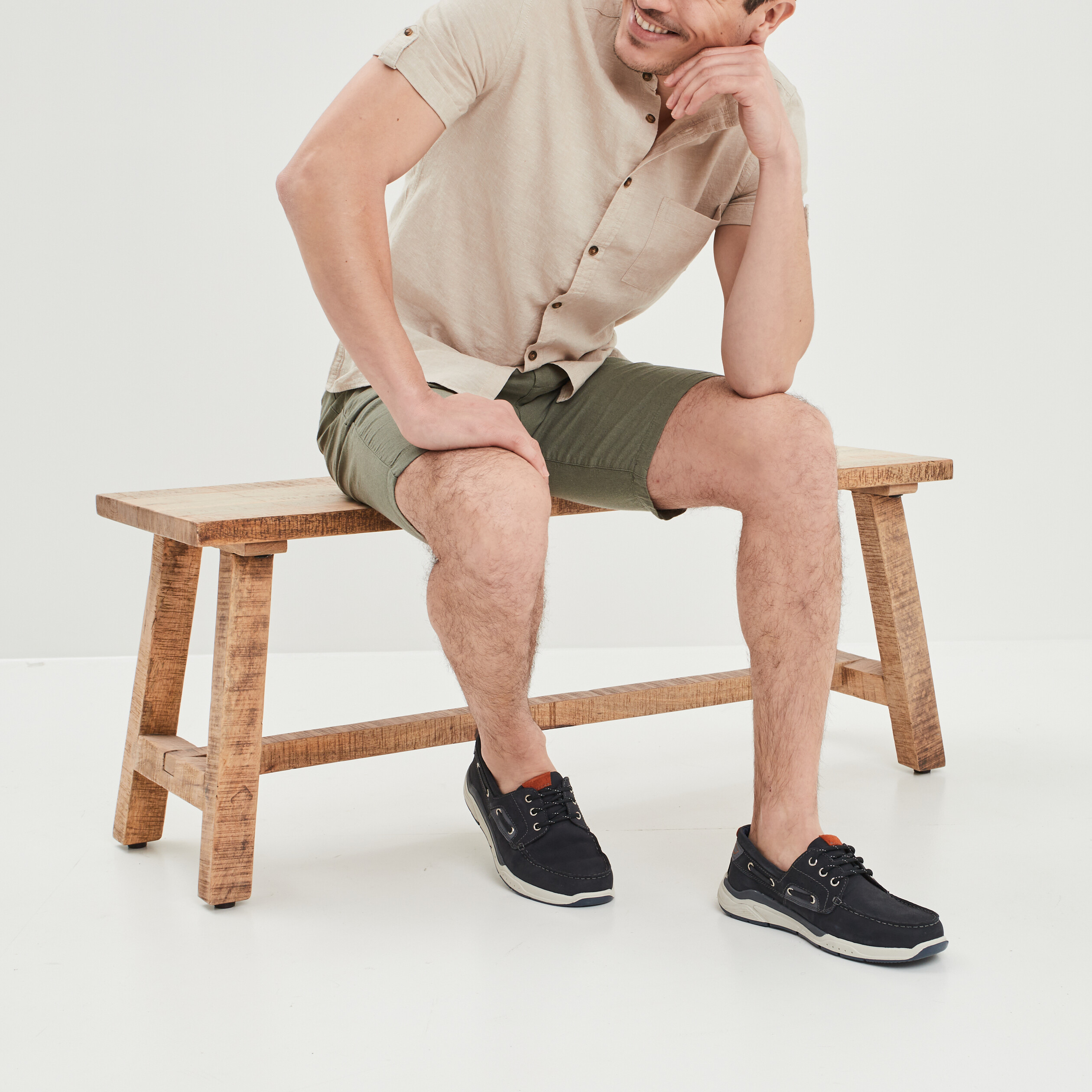 Chemise manches courtes lin majoritaire beige homme | La Halle