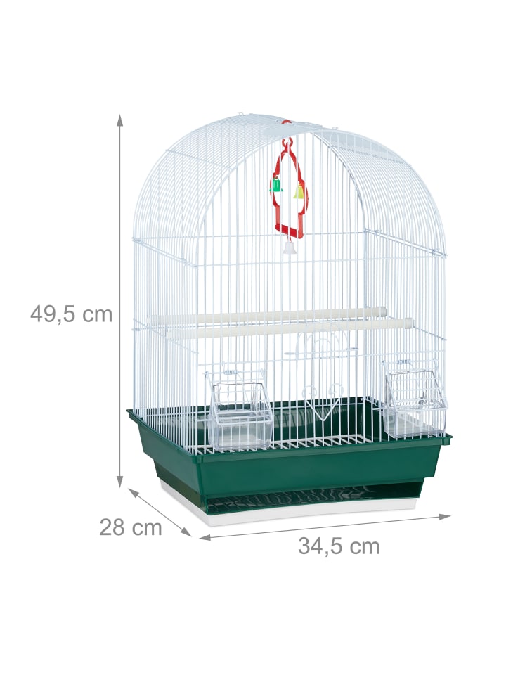 relaxdays Vogelkäfig in Weiß/Grün - (B)34,5 x (H)49,5 x (T)28 cm günstig kaufen onesize