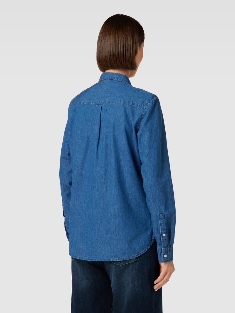 Jeansbluse mit Umlegekragen Modell 'Tencel' in blau