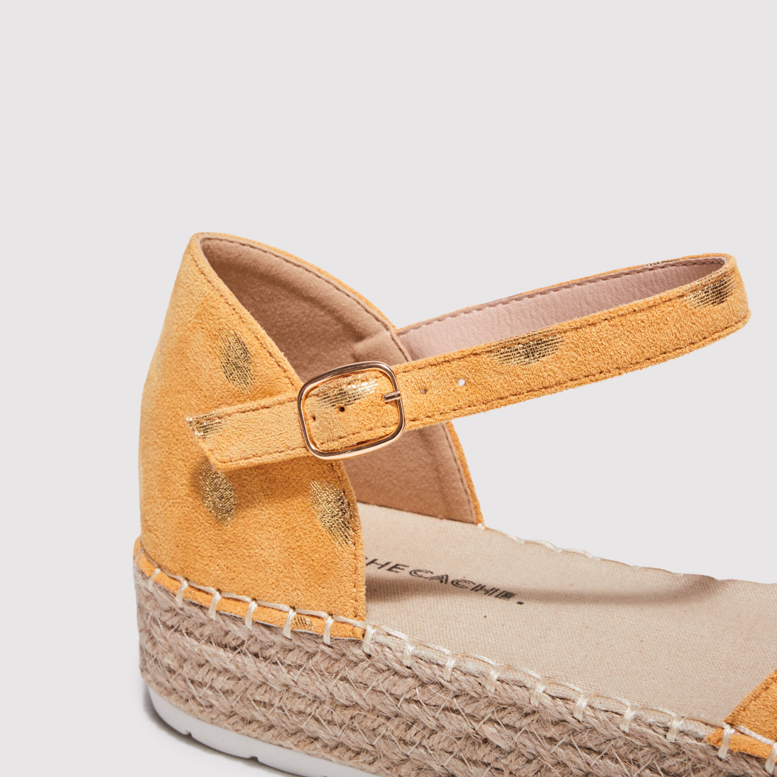 Espadrilles plates compensées jaune clair femme | Cache Cache