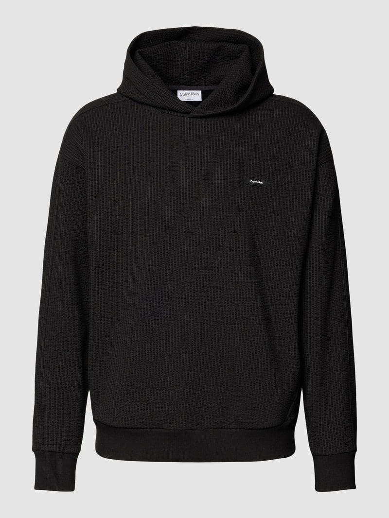 Hoodie mit Strukturmuster Modell 'OTTOMAN' in schwarz