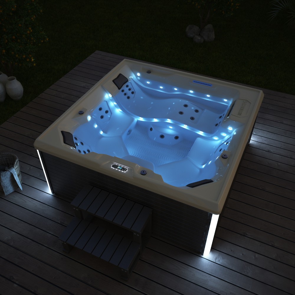 Home Deluxe Outdoor Whirlpool STREAM BIG inkl. Treppe und Thermoabdeckung