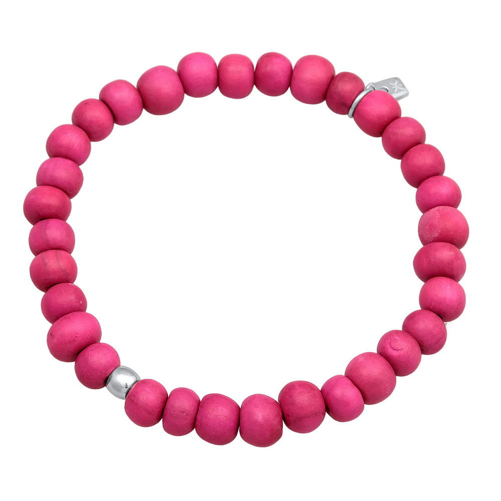 KUZZOI KUZZOI Bracelet Hommes Perles en bois Perles roses en argent sterling 925 Bracelet