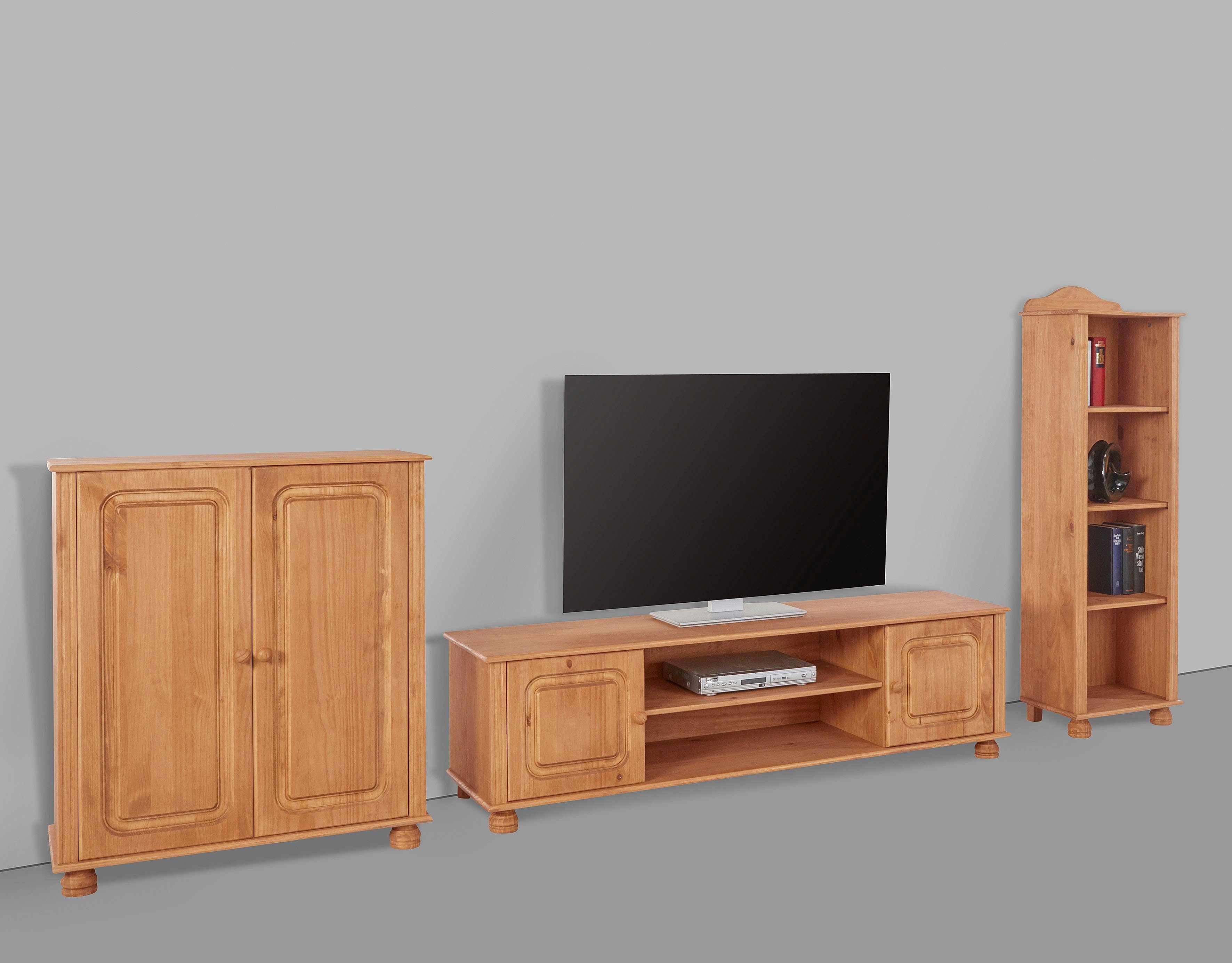 Home affaire Wohnwand Mette, (3-St), 1 Midischrank, 1 Bücherregal und 1 Lowboard ohne Wandboard