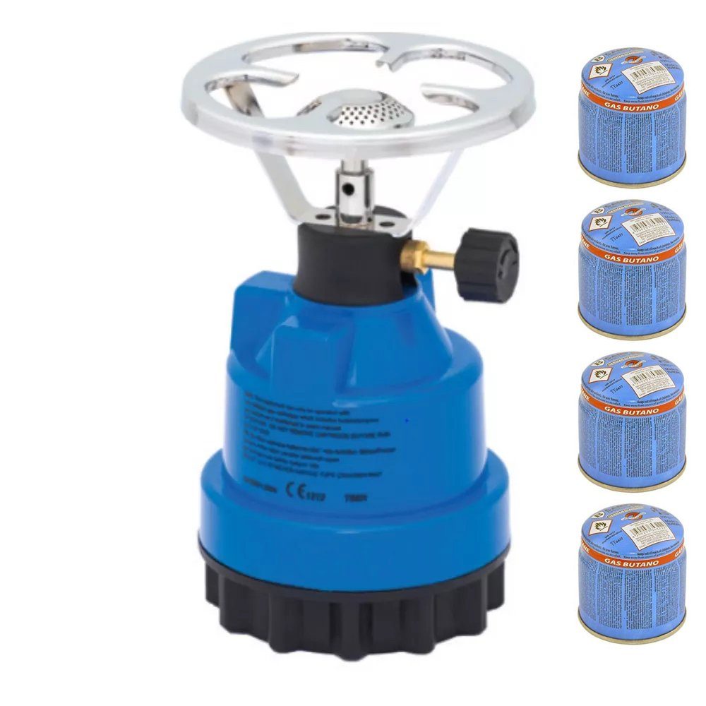 Roland Germany Gaskocher Campingkocher inkl. Gaskartusche, (Set, 4-St., inkl. 4, 6 oder 8 Gaskartuschen), Kompakt, Wetterfest
