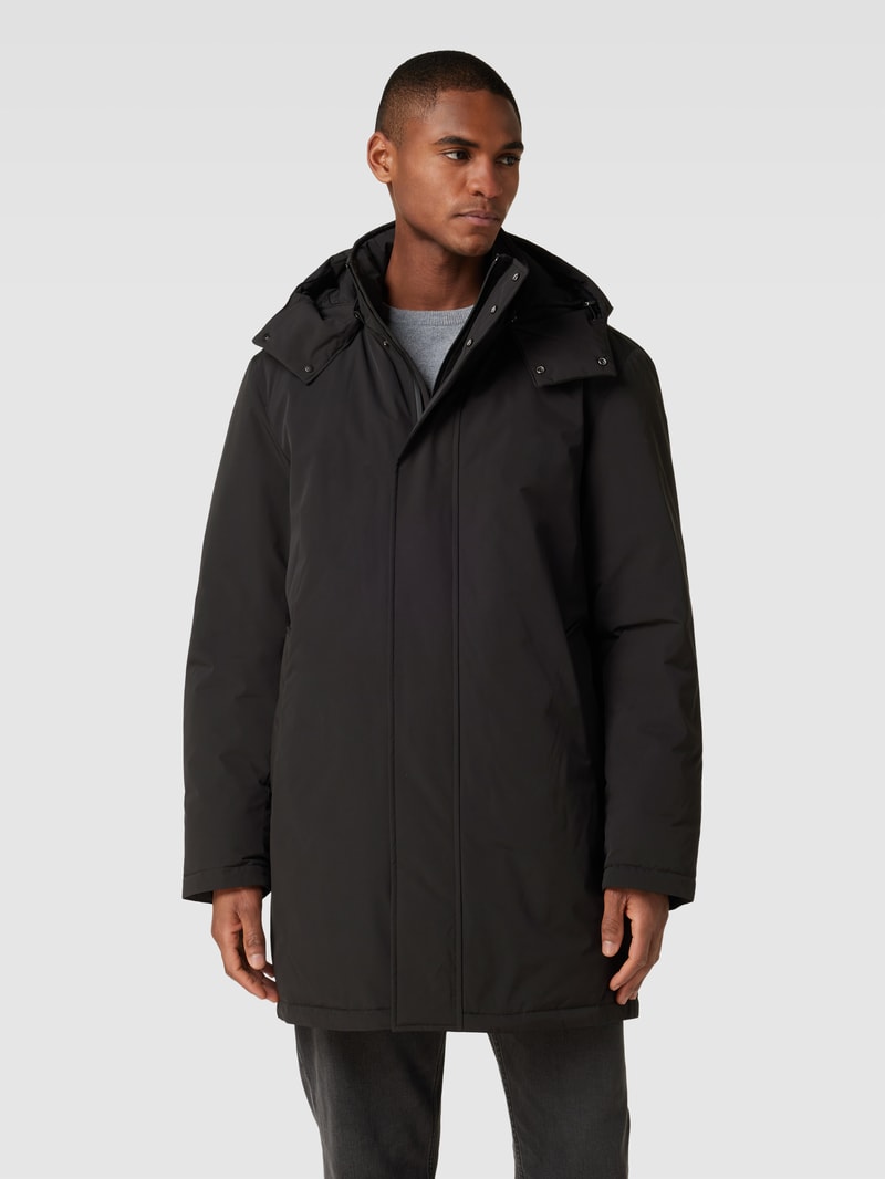 Parka mit abnehmbarer Kapuze in schwarz