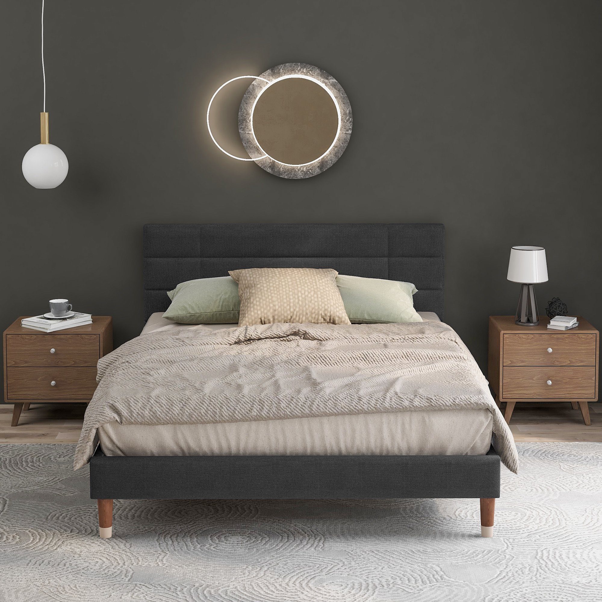 Flieks Polsterbett, Doppelbett Holzbett mit Lattenrost 140x200cm