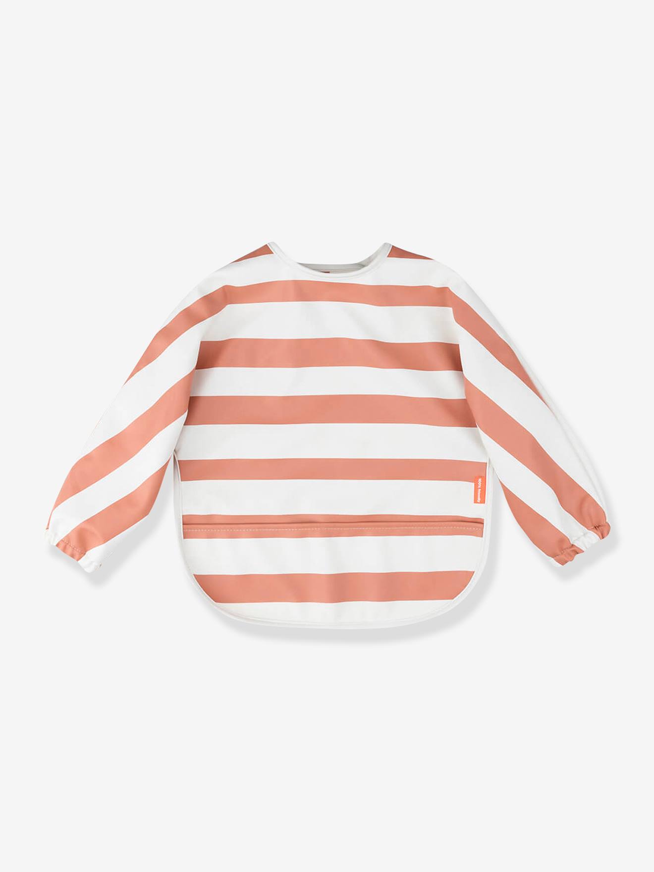 Bavoir à manches avec poche Stripes DONE BY DEER orange