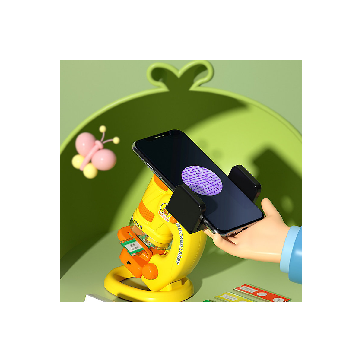 Cartoon Mini 3-in-1 Mikroskop Kindergarten Wissenschaft Experiment Set Tragbares Handmikroskop für Kinder
