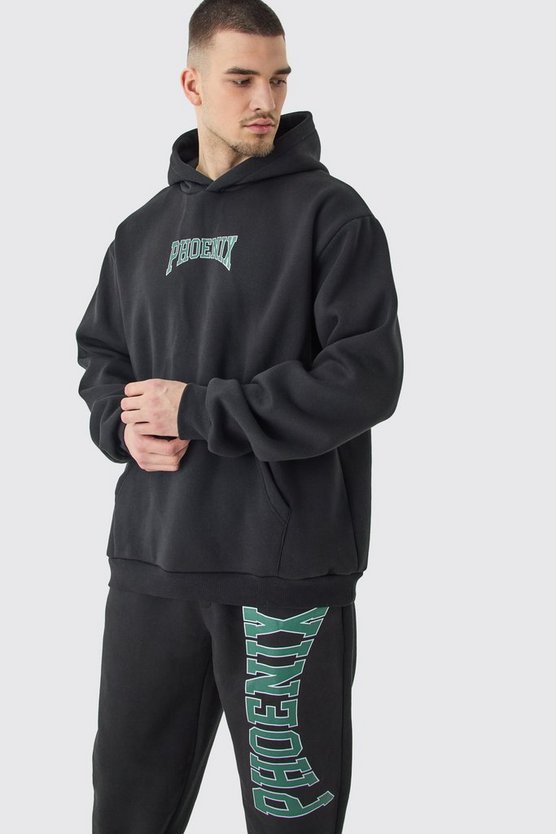 Tall Oversize Trainingsanzug mit Kapuze und Phoenix-Print