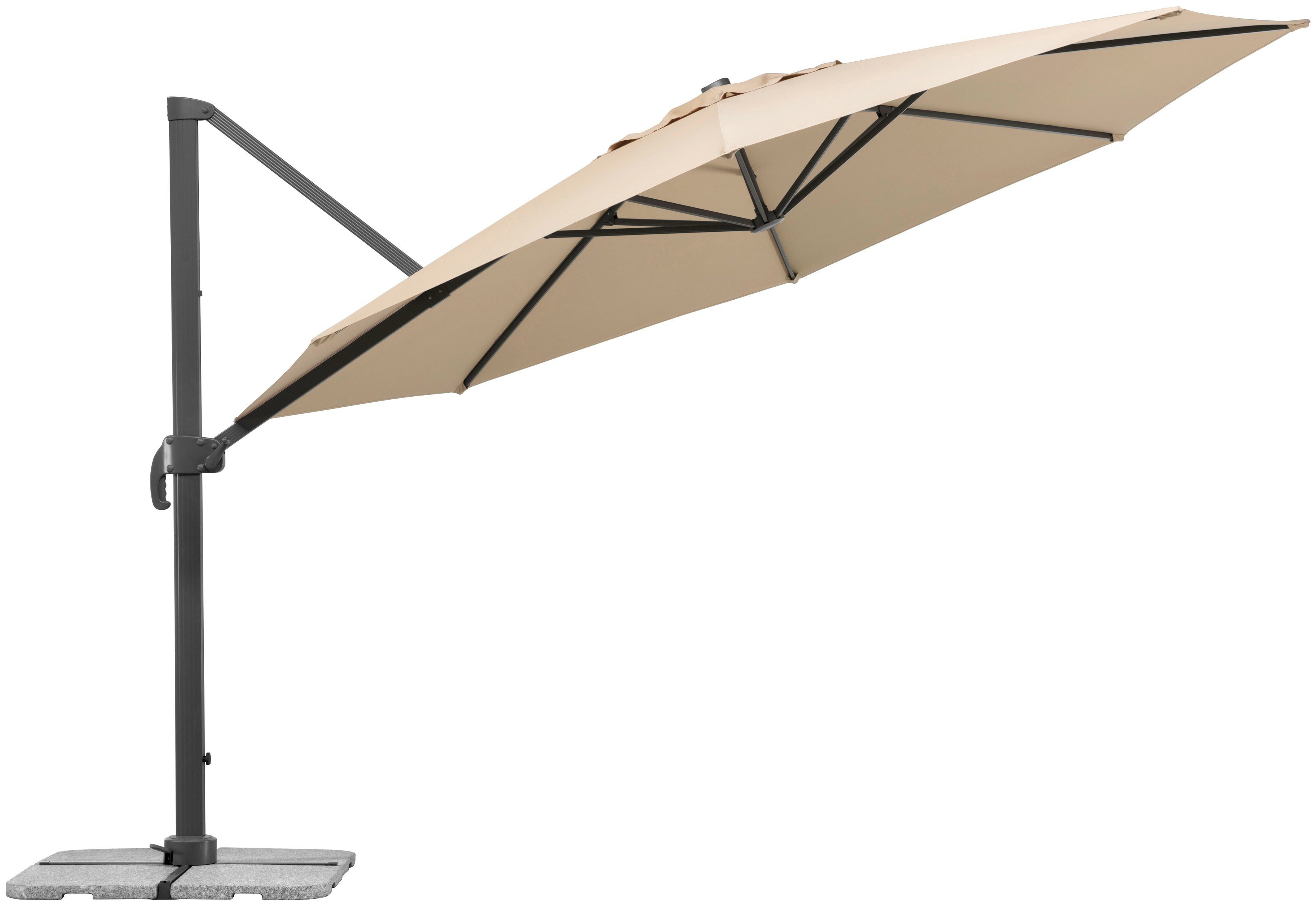 Schneider Schirme Ampelschirm Rhodos Grande, Durchmesser 400 cm, natur, rund, ohne Wegeplatten