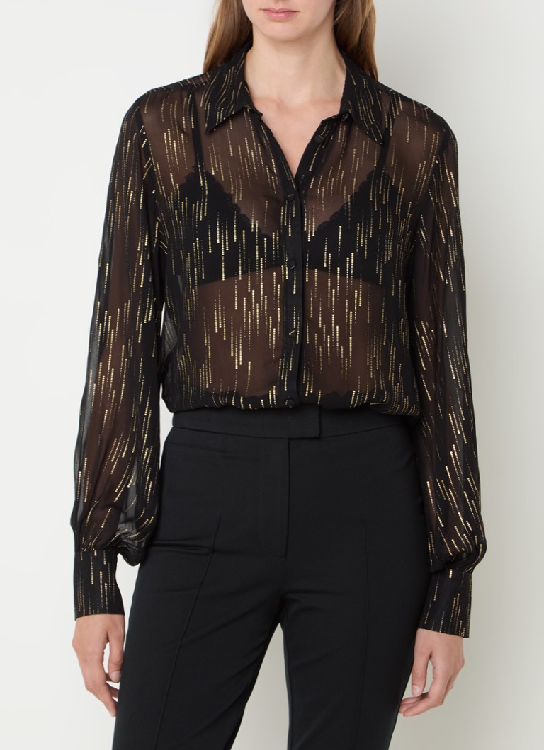 Expresso Semi-transparent bluse med lurex