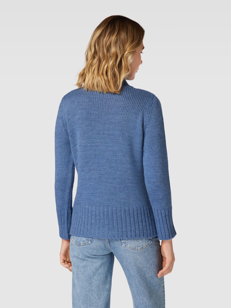 Strickpullover in unifarbenem Design mit Stehkragen in rauchblau