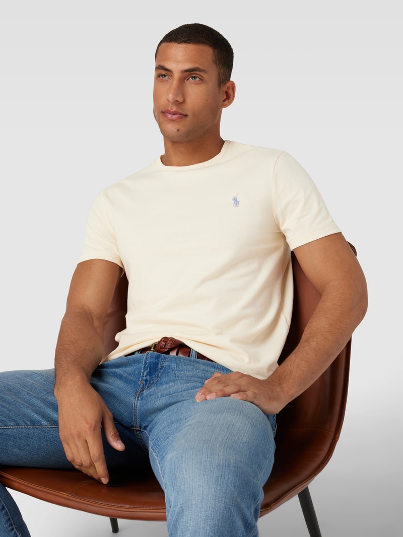 T-Shirt in Melange-Optik in offwhite