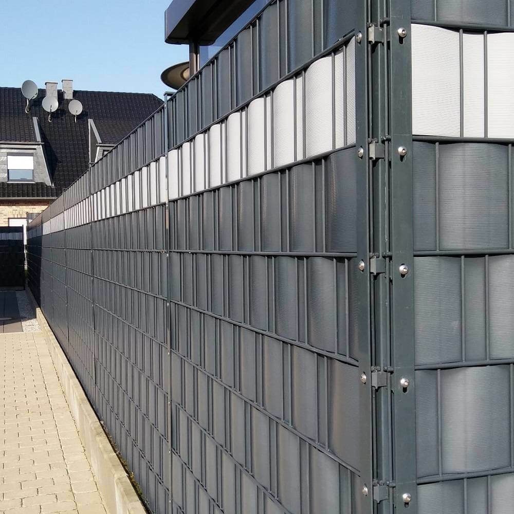 nm_trade Sichtschutzstreifen Sichtschutzstreifen PP Doppelstabmatten Zaunblende 26 m Thermoplast®, 100% UV-beständig, 100% blickdicht, wasserfest, robust, Zaunblende