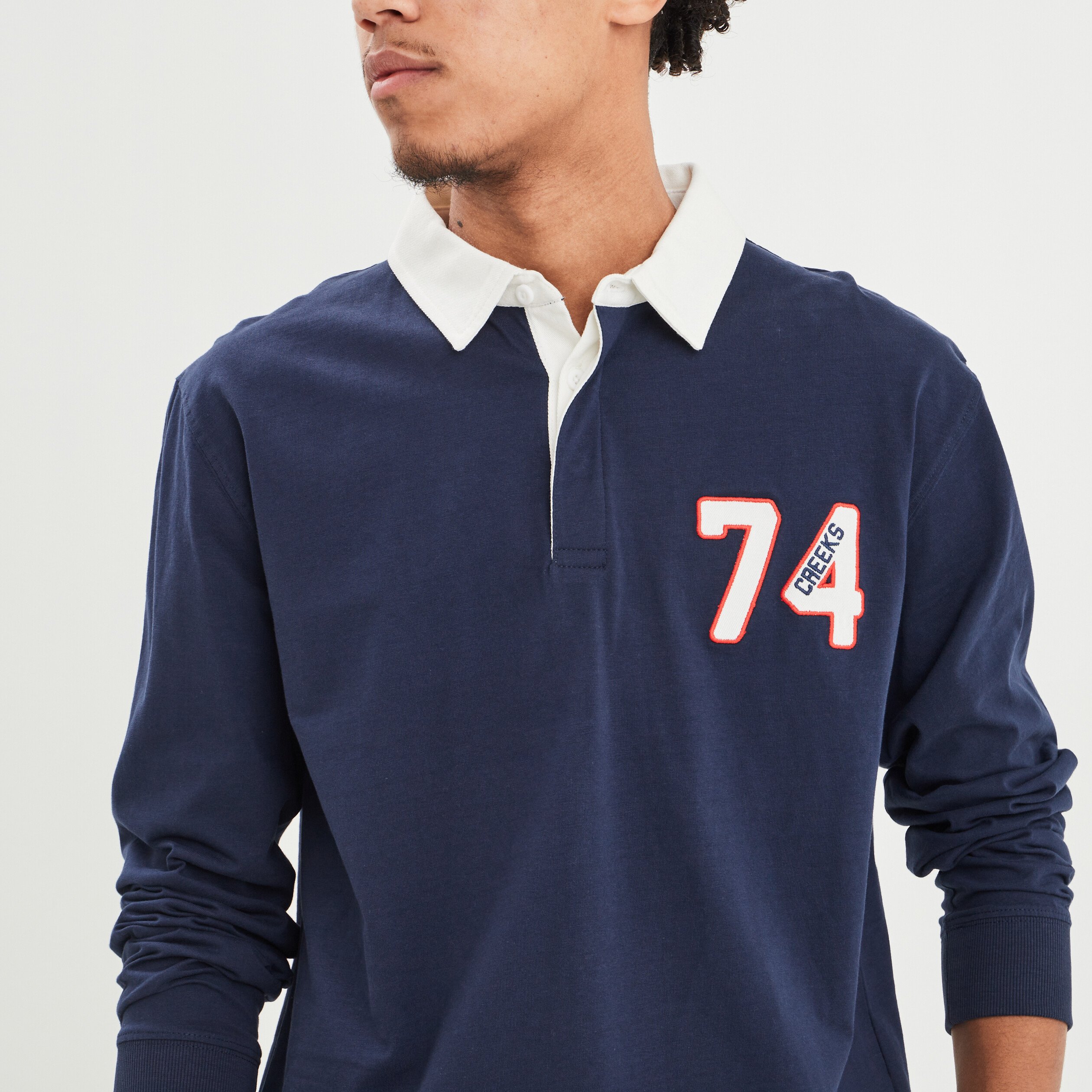 Polo manches longues Creeks bleu marine homme | La Halle