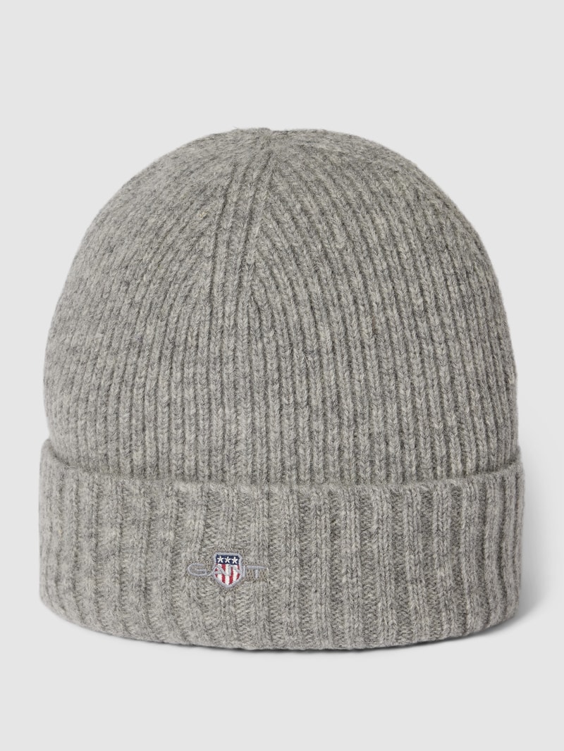 Beanie in Strick-Optik in mittelgrau meliert
