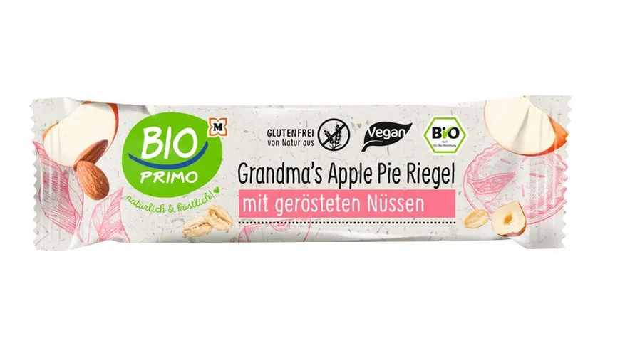 BIO PRIMO Bio Grandma's Apple Pie Riegel mit gerösteten Nüssen 39 g
