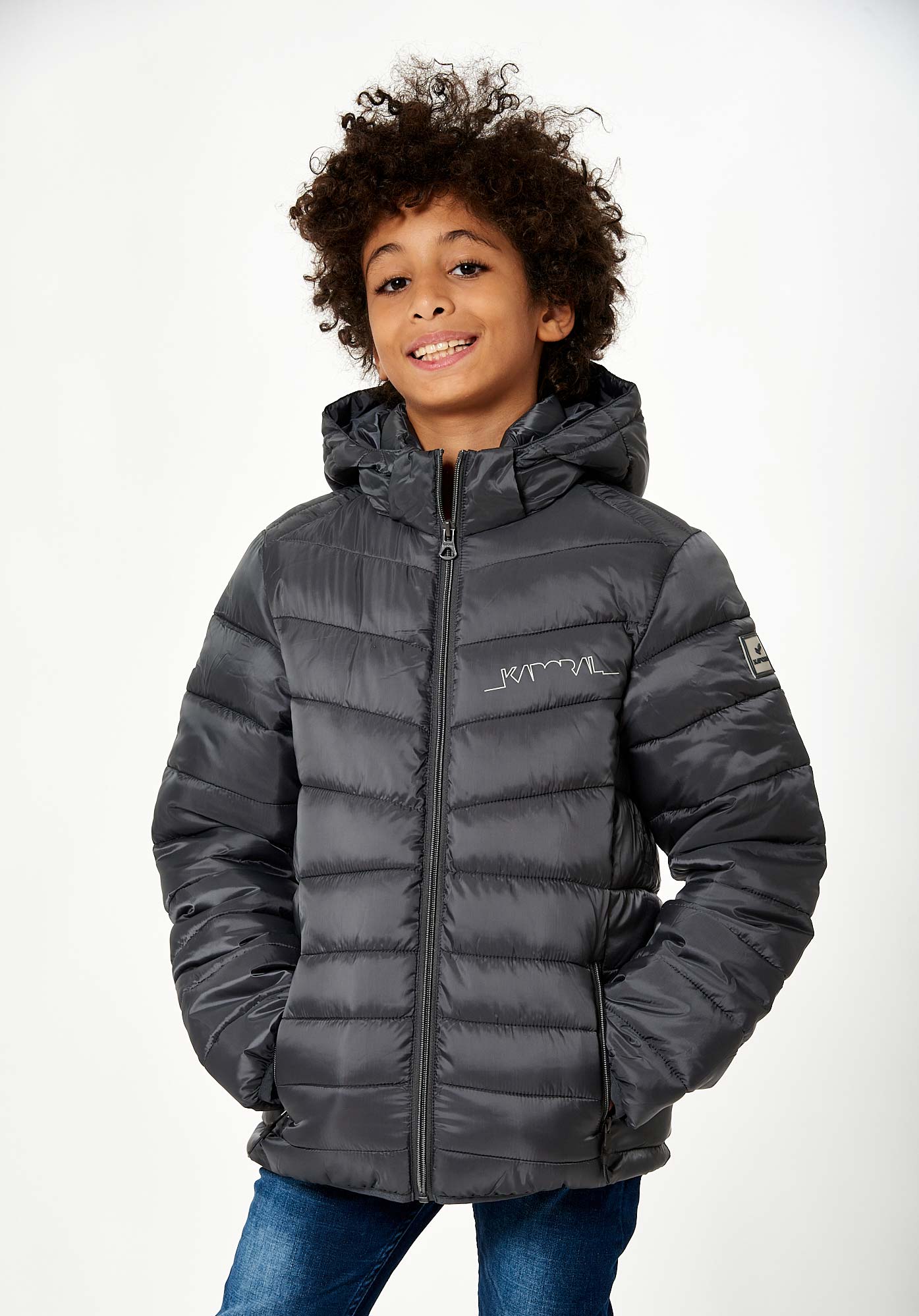 MOLY   Doudoune grise Garçon en 100% polyester recyclé