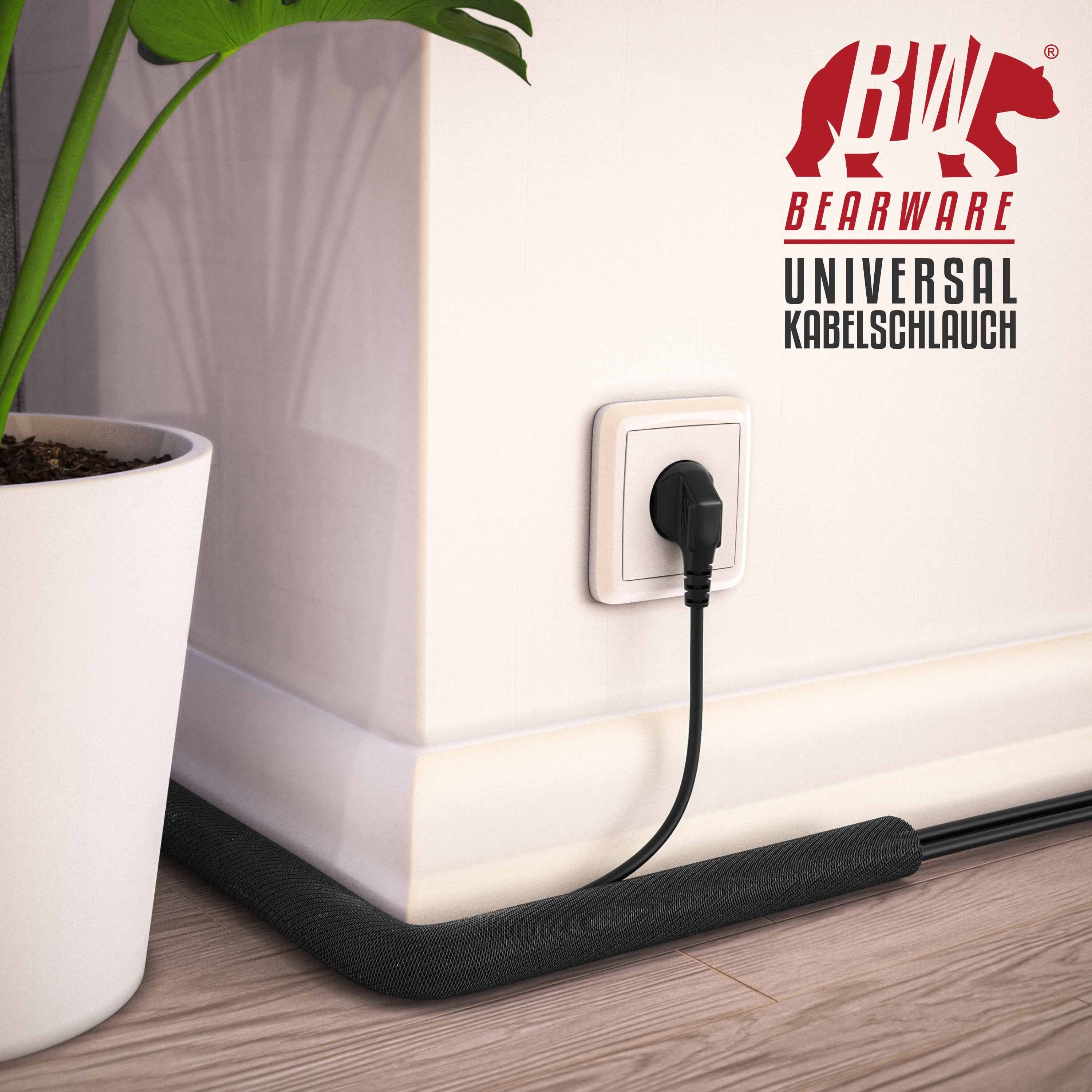 BEARWARE Geflechtschlauch, Kabelschlauch 2m, 25 mm Ø gewebter Mantel, flexibel, zuschneidbar