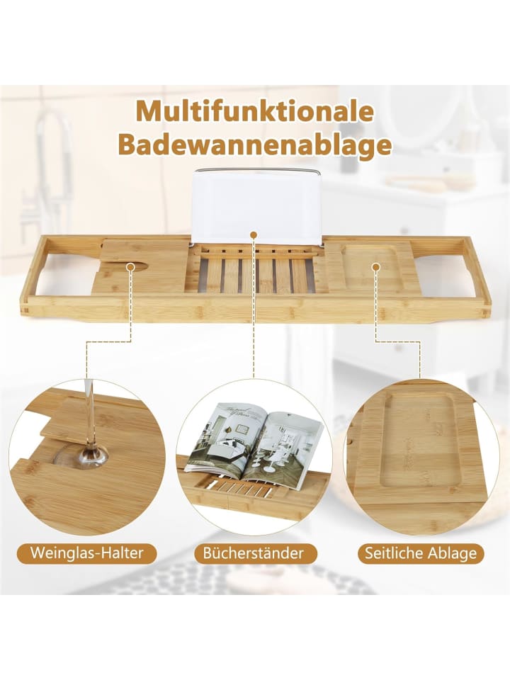 COSTWAY Bambus Badewannenbretter 70,5-105x22x4cm in Beige günstig kaufen onesize
