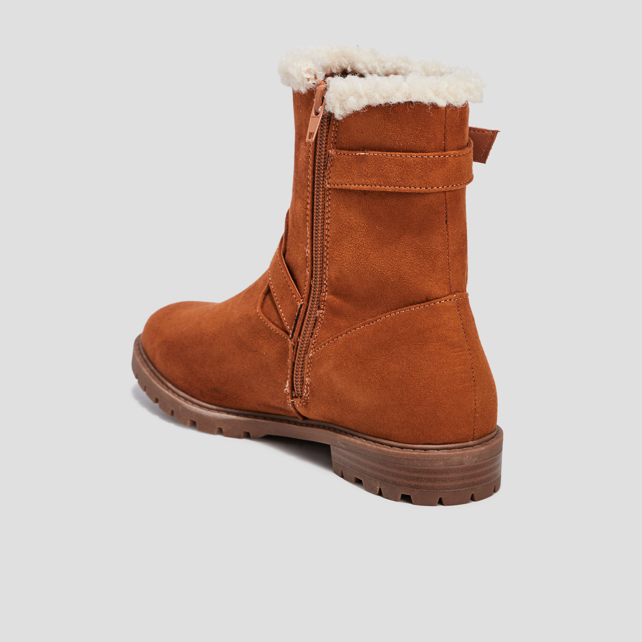 Bottines fourrées avec boucles marron femme | La Halle