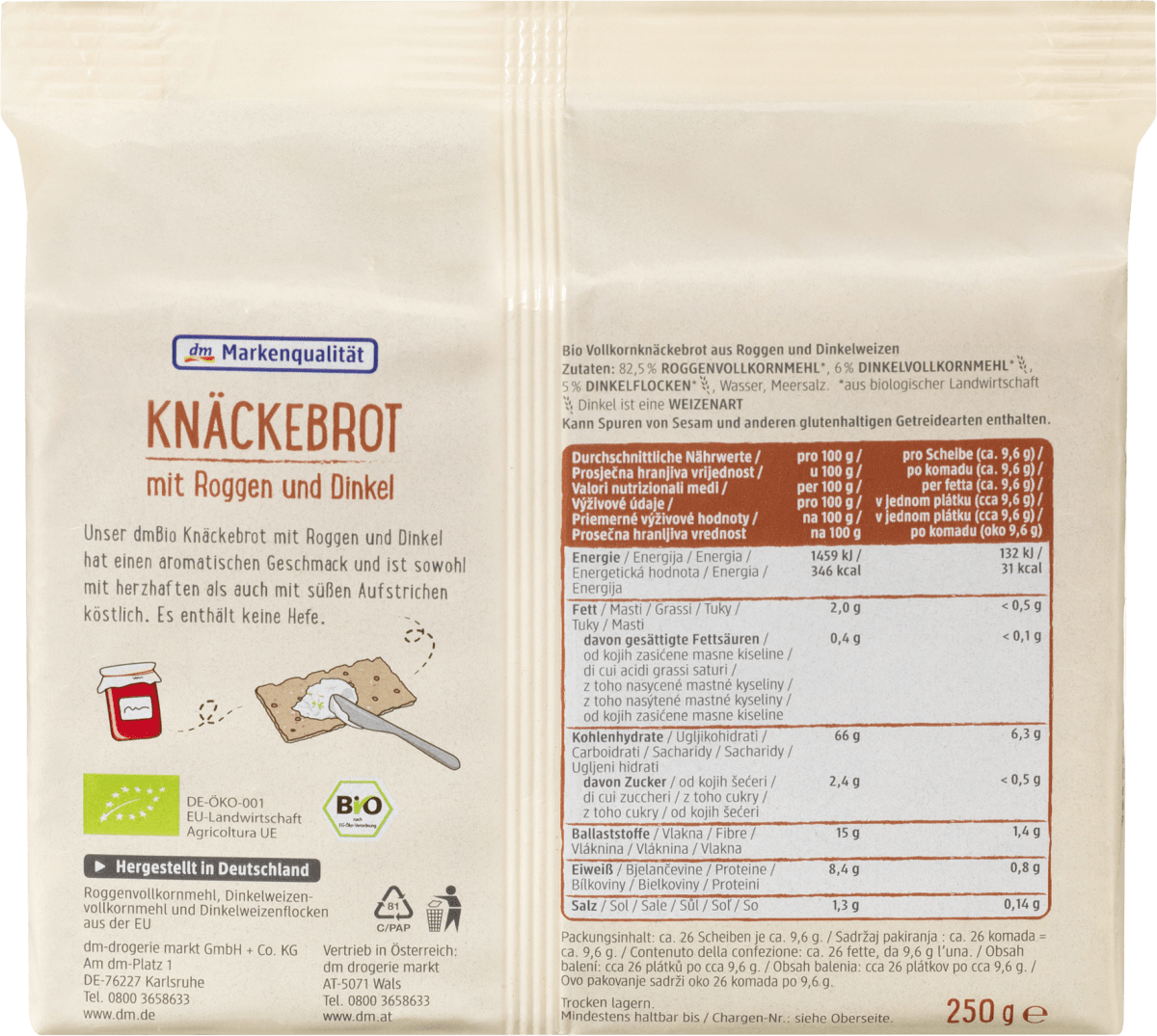 Knäckebrot, Roggen & Dinkel, 250 g