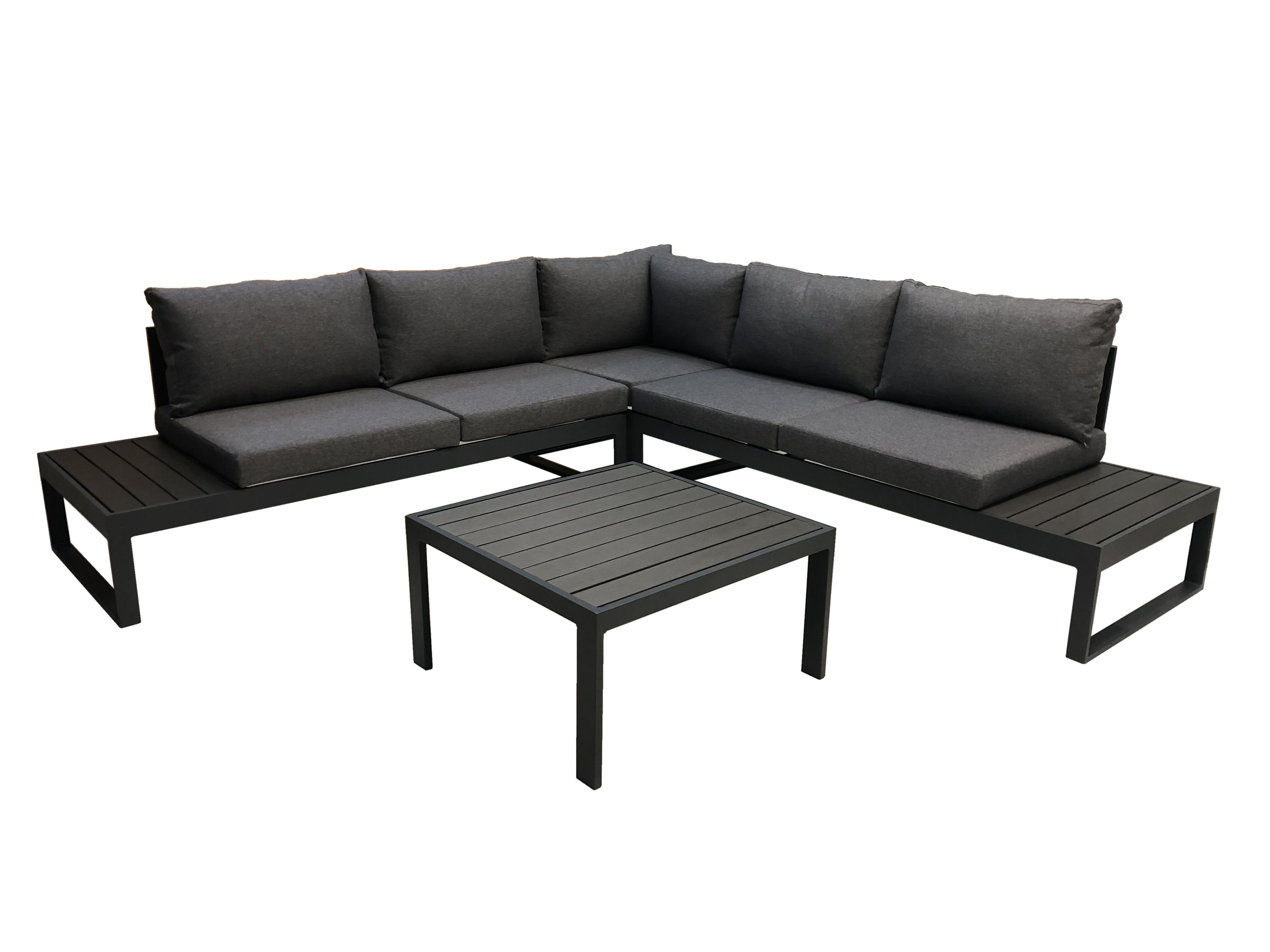 DEGAMO Loungeset CAVOUR, (4-tlg), Aluminium anthrazit, Polster grau