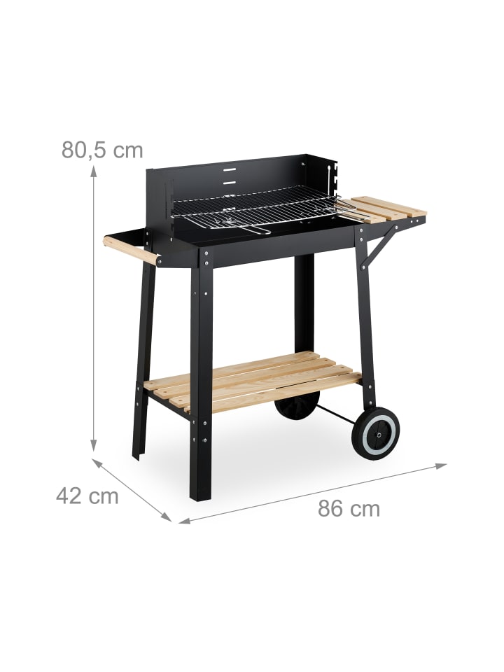 relaxdays Grill in Schwarz - (B)86 x (H)80,5 x (T)42 cm günstig kaufen onesize