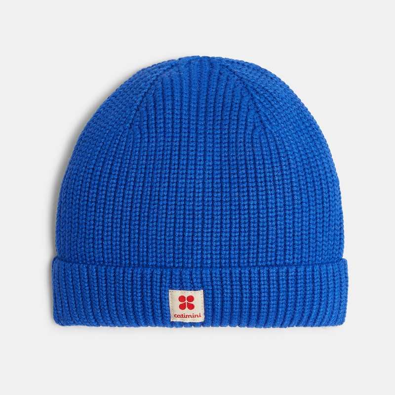 Bonnet enfant en maille tricot bleu azulejos garçon Catimini
