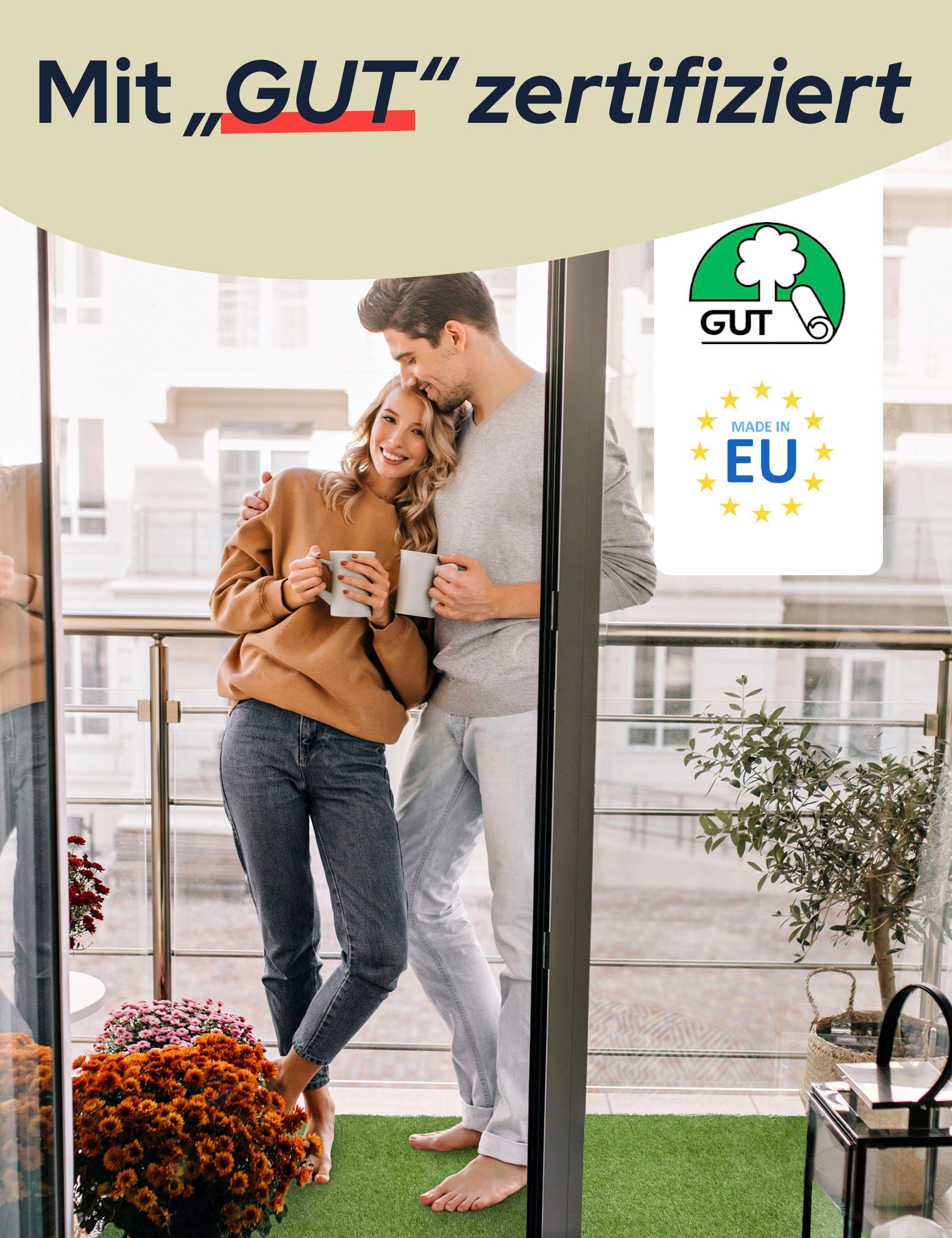 Kunstrasen COLORADO, Primaflor-Ideen in Textil, rechteckig, Höhe: 30 mm, mit Drainagefunktion, ideal für Balkon & Terrasse