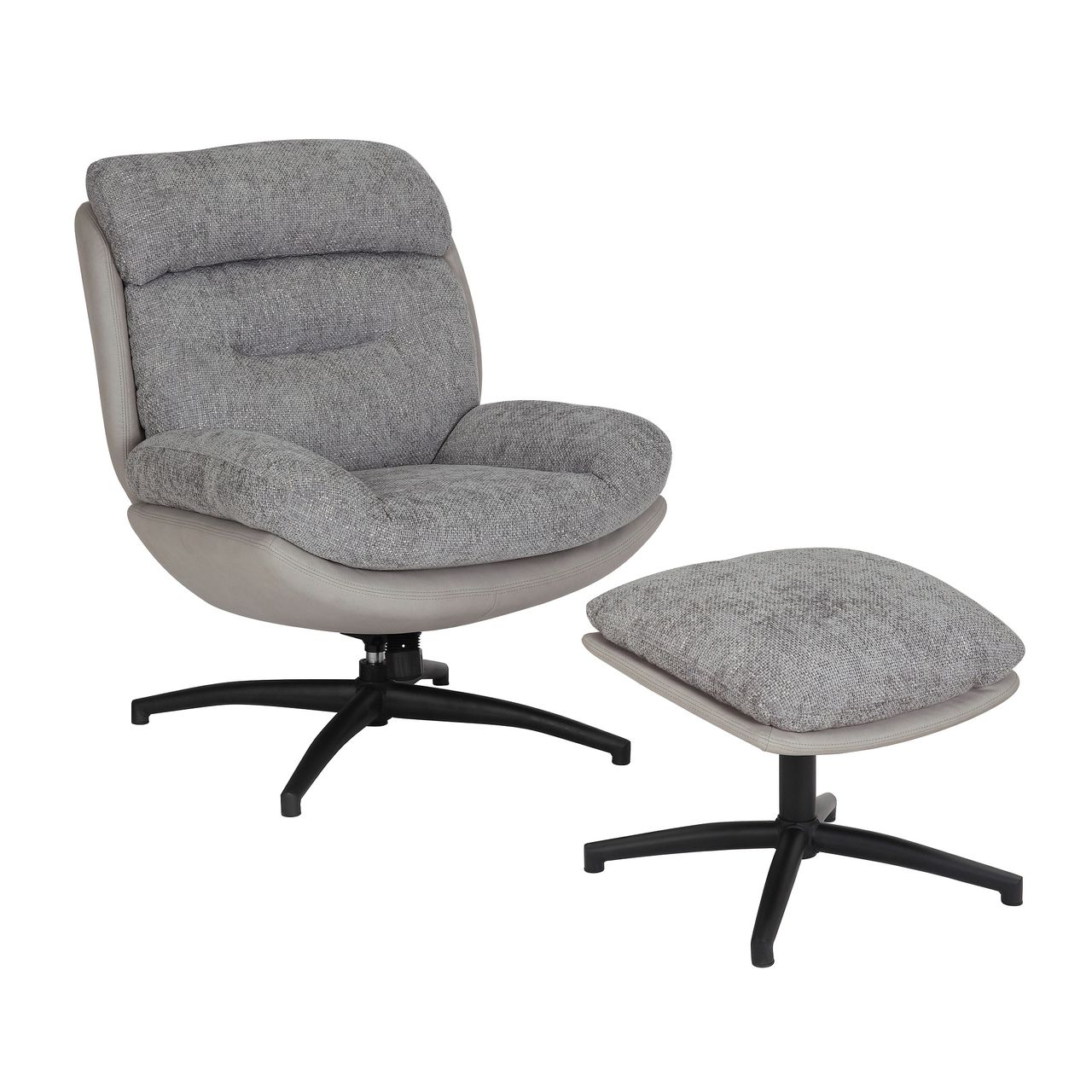 Better Home gepolsterter Drehsessel Relaxsessel mit Hocker, hellgrau