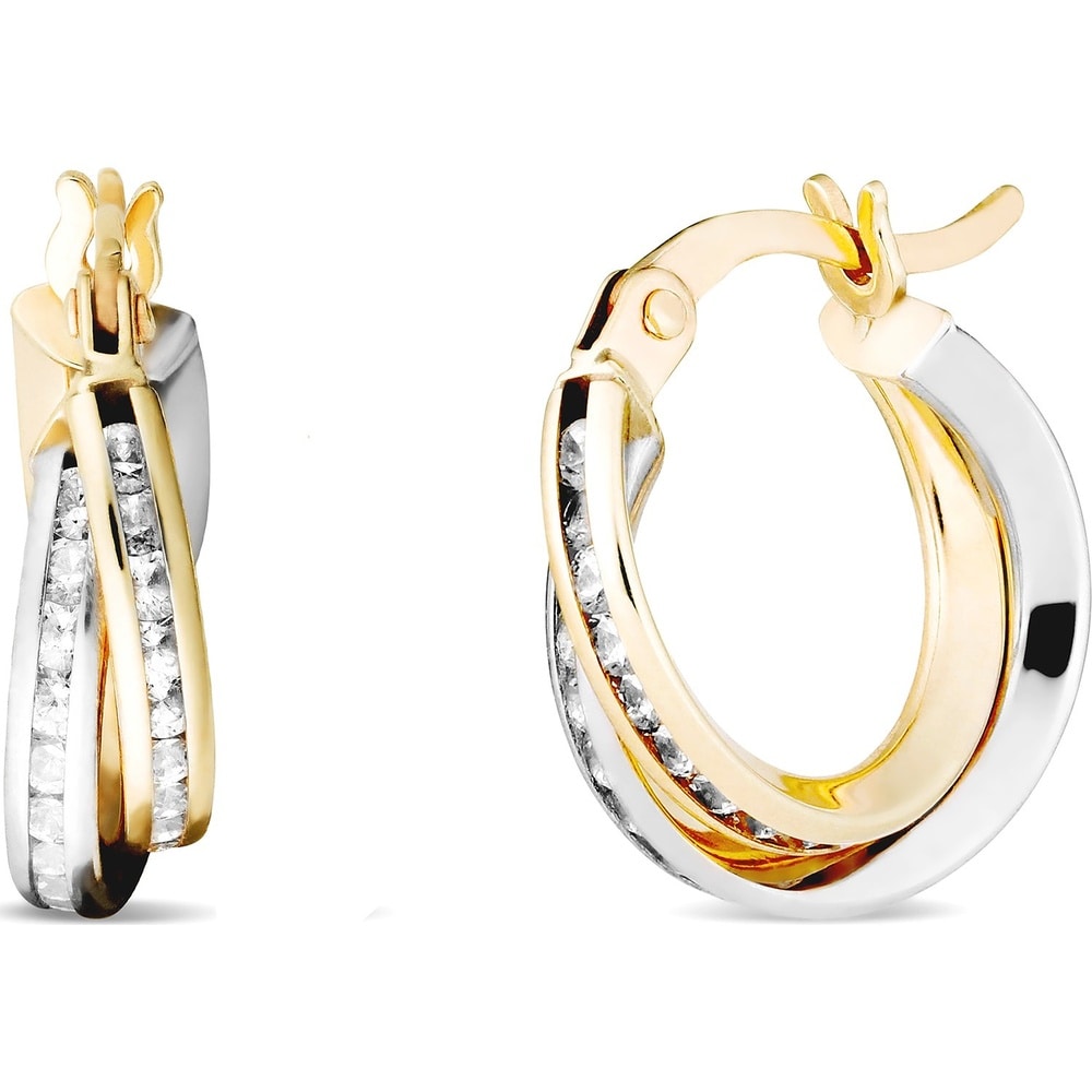 FAVS Créoles 375 Or jaune, 375 Or blanc Boucles d'oreilles